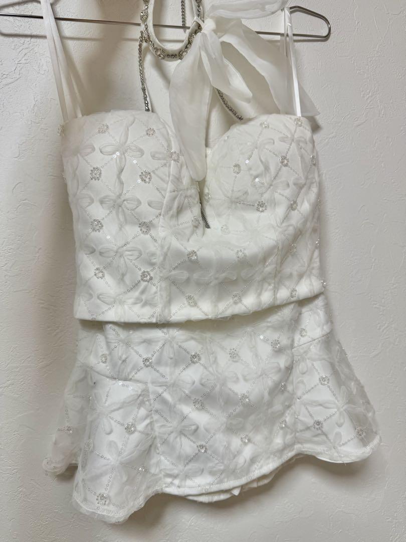 【値下げ】ROBE de FLEURS ホワイト XS ドレス