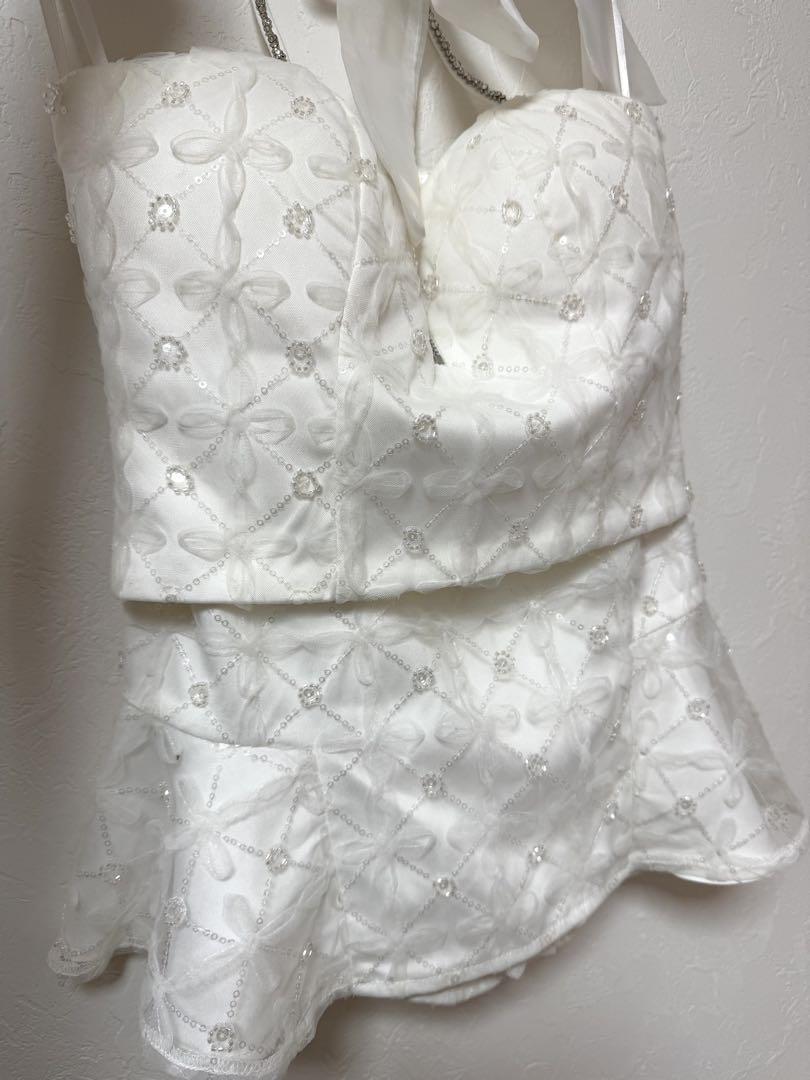 【値下げ】ROBE de FLEURS ホワイト XS ドレス
