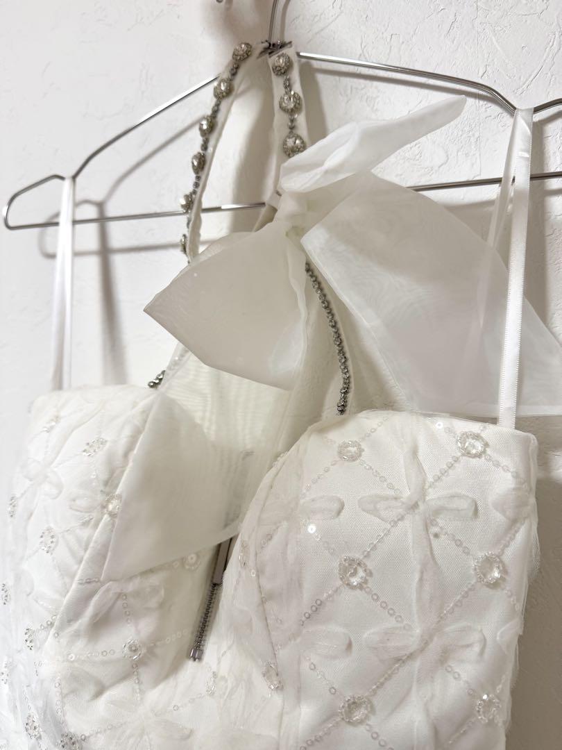 【値下げ】ROBE de FLEURS ホワイト XS ドレス