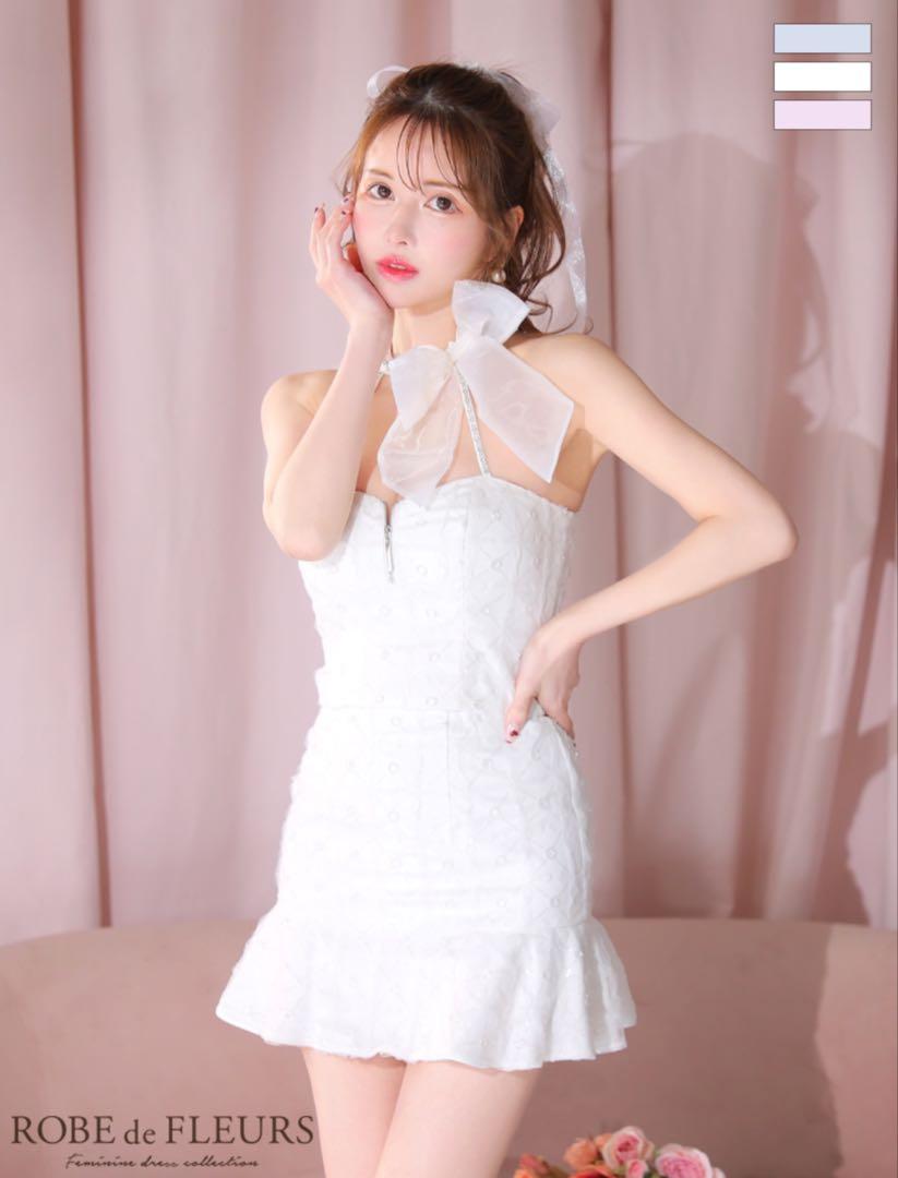 【値下げ】ROBE de FLEURS ホワイト XS ドレス