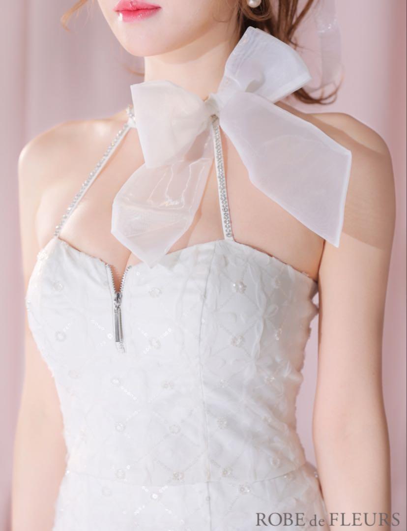 【値下げ】ROBE de FLEURS ホワイト XS ドレス