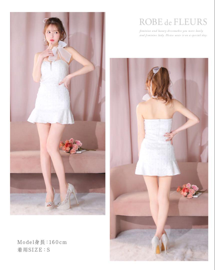 【値下げ】ROBE de FLEURS ホワイト XS ドレス