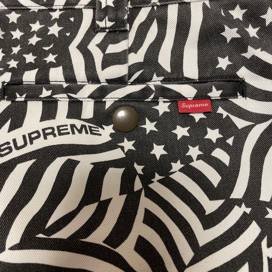 希少36   supreme Work Short Black Flags