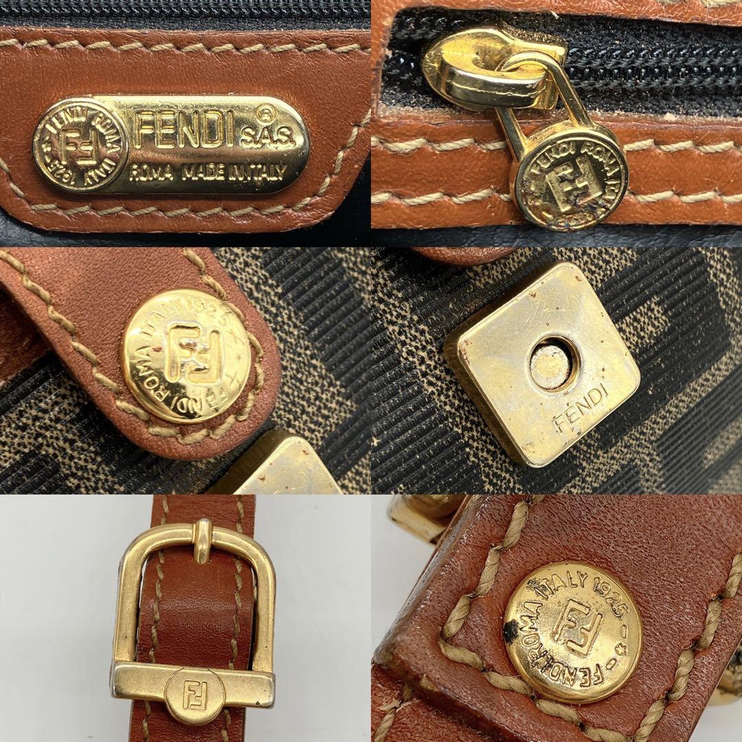 【FENDI】ショルダーバッグ ズッカ柄 PVC レザー ブラウン 画像9