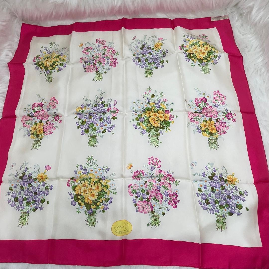 極美品✨　GUCCI グッチ 大判スカーフ　花柄　シルク100%　イタリア製