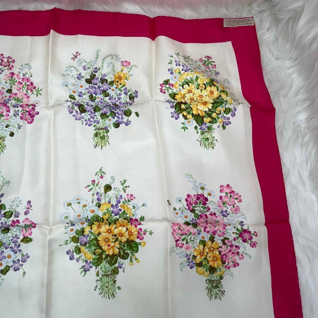 極美品✨　GUCCI グッチ 大判スカーフ　花柄　シルク100%　イタリア製