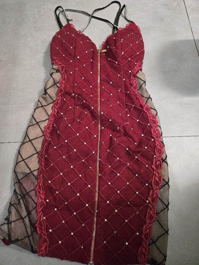 【３】　中古キャバドレス　赤　ローブドフルール
