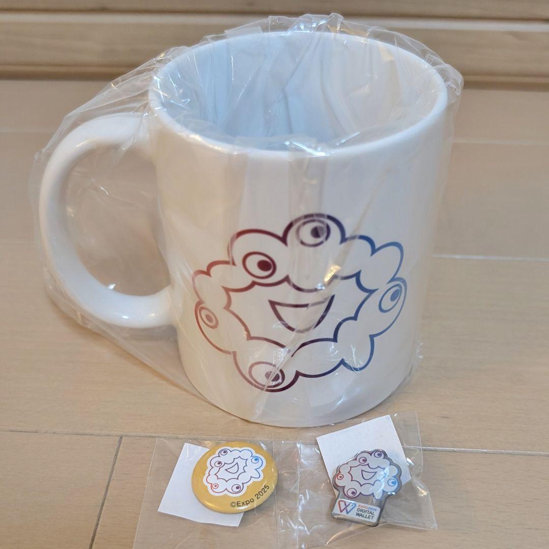 ミャクミャクチャレンジ 非売品 マグカップ ピンバッジ 缶バッジ 3点セット