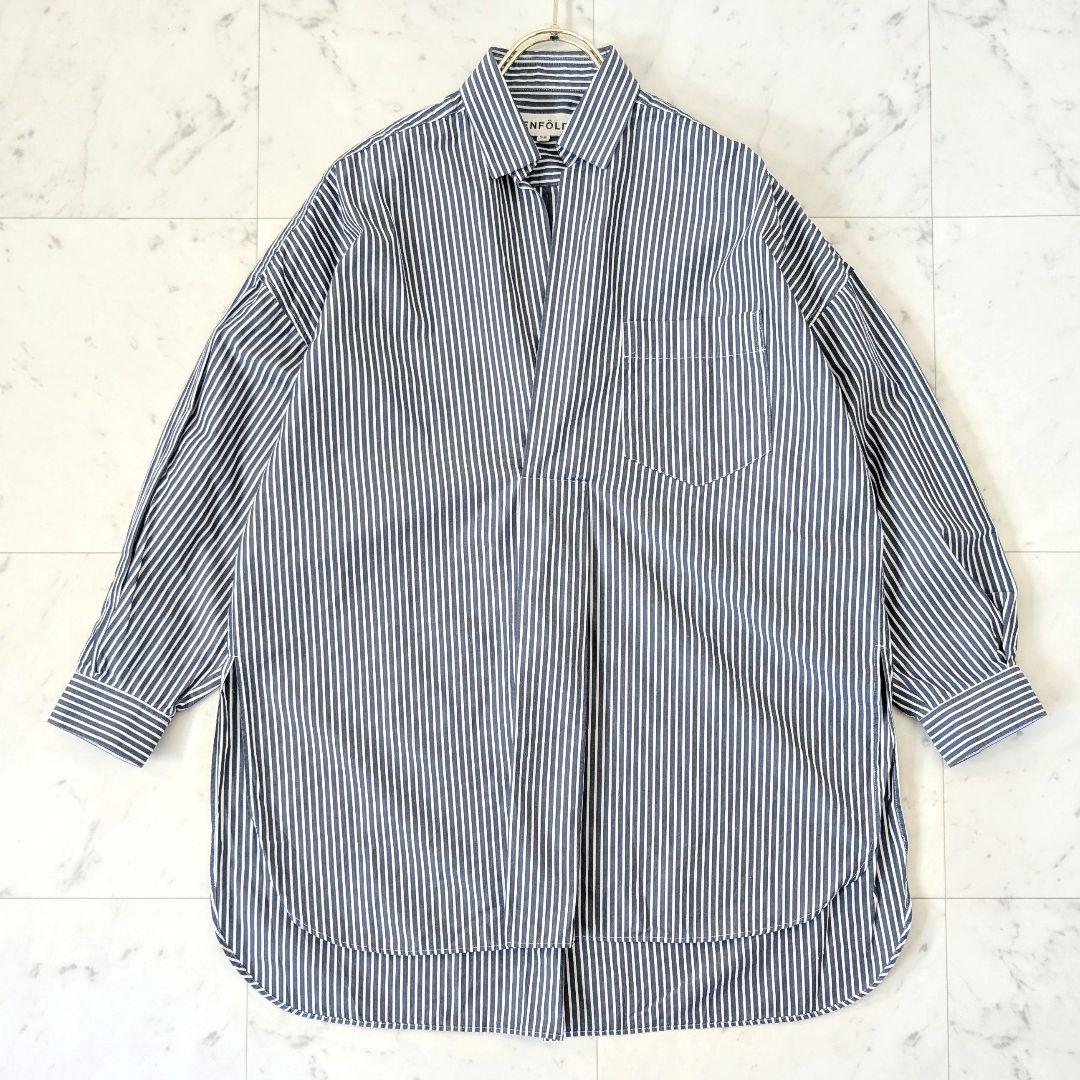 【国内正規総代理店アイテム】 ENFOLD エンフォルド サイズ38 スキッパーストライプシャツ トップス