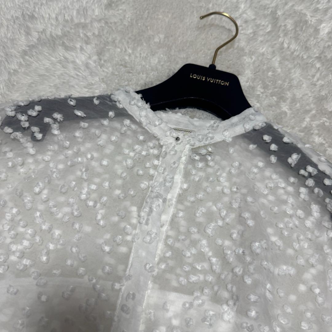 おもち様 UNITED ARROWS ドットジャカード バックフレア ブラウス おもち様 UNITED ARROWS ドットジャカード バックフレア