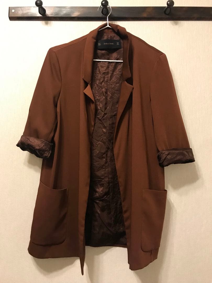 超人気高品質ZARA ザラ ジャケット S 茶 7分袖 アウター | scbia.com
