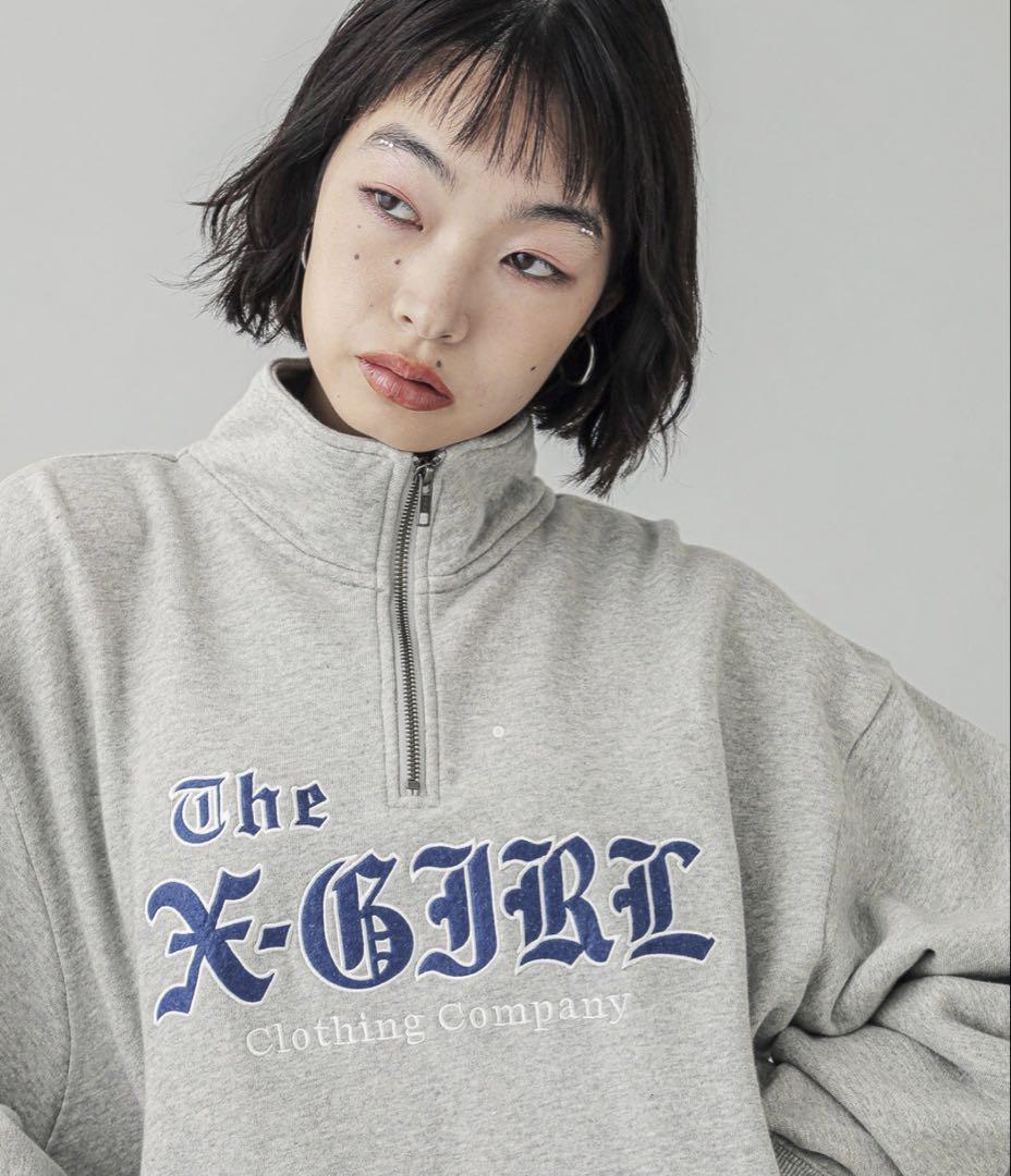 【X-girl】エックスガール ハーフジップ スウェット トレーナー