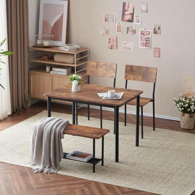 30％OFFセール中！4人用ダイニングテーブル　ベンチ・チェア付き　BROWN