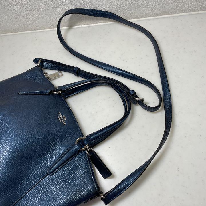 数量限定低価 美品✨コーチ オールレザー ブルーネイビー YRseO-m36267414623 2wayショルダーバッグ 人気2022