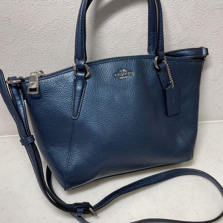 数量限定低価 美品✨コーチ オールレザー ブルーネイビー YRseO-m36267414623 2wayショルダーバッグ 人気2022