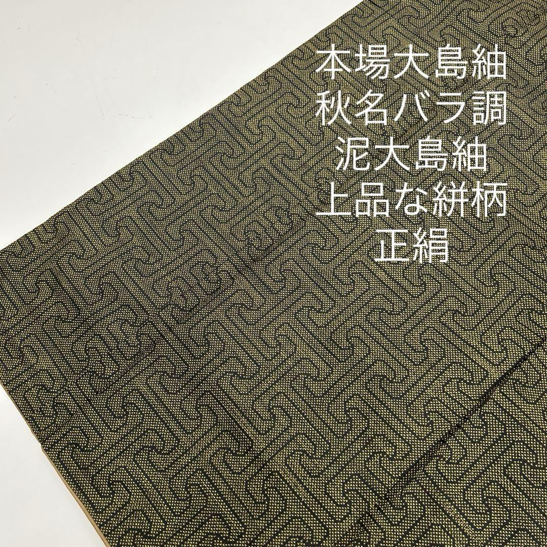 高級品市場 本場大島紬 秋名バラ調 泥大島紬 上品な絣柄 正絹 着物MT-123 着物・浴衣