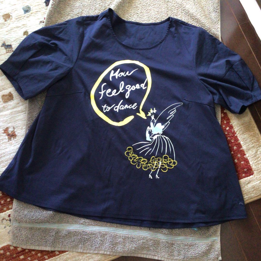 美品❤️HIROKO BISネイビー 五分袖 チュニック ダンスプリント
