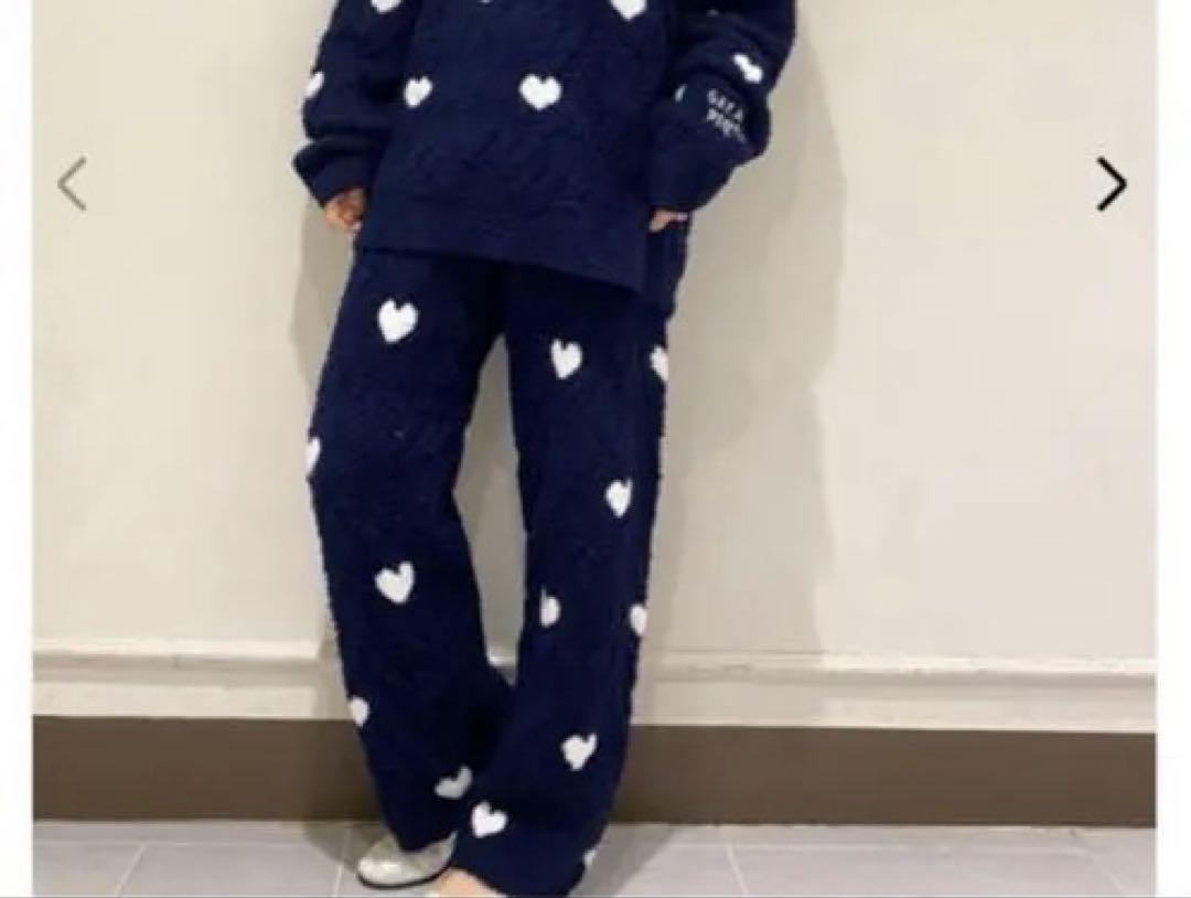 ジェラートピケ　ハート柄 ルームウェアパンツ 新品
