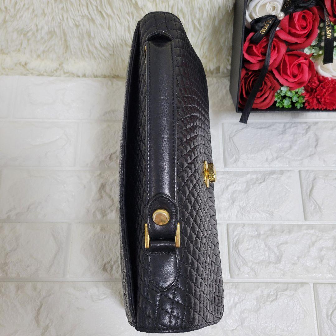 美品】BALLY ハンドバッグ レザー キルティング ターンロック