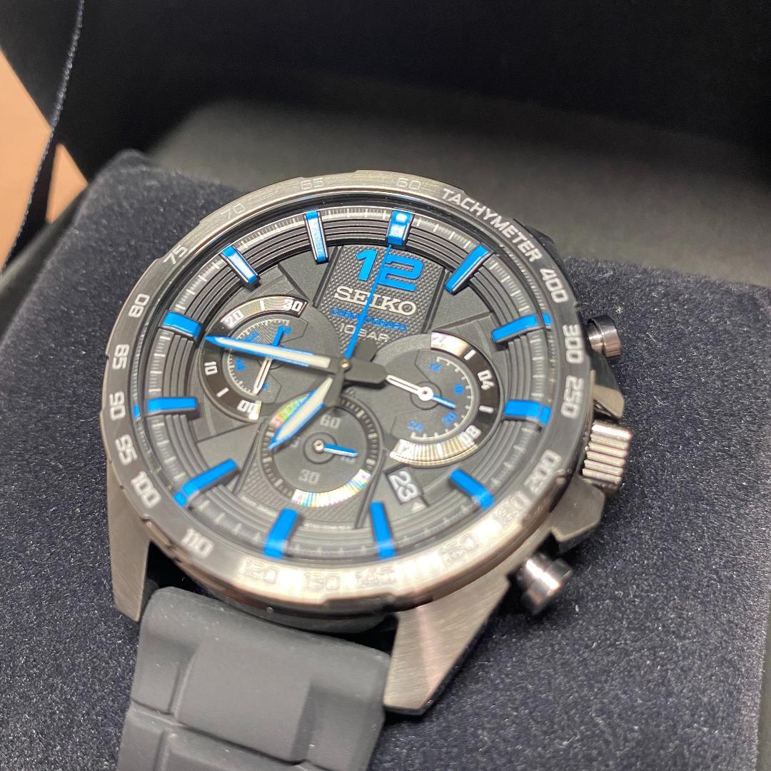 新品 SEIKO クロノグラフ 腕時計 クォーツ 10気圧防水 シリコンベルト