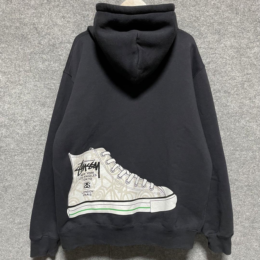 希少美品STUSSYワールドツアー ジップアップパーカー バック