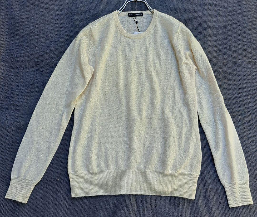 新品　高島屋　カシミヤ100%セーター　クルーネック　オフホワイト　Sレディース