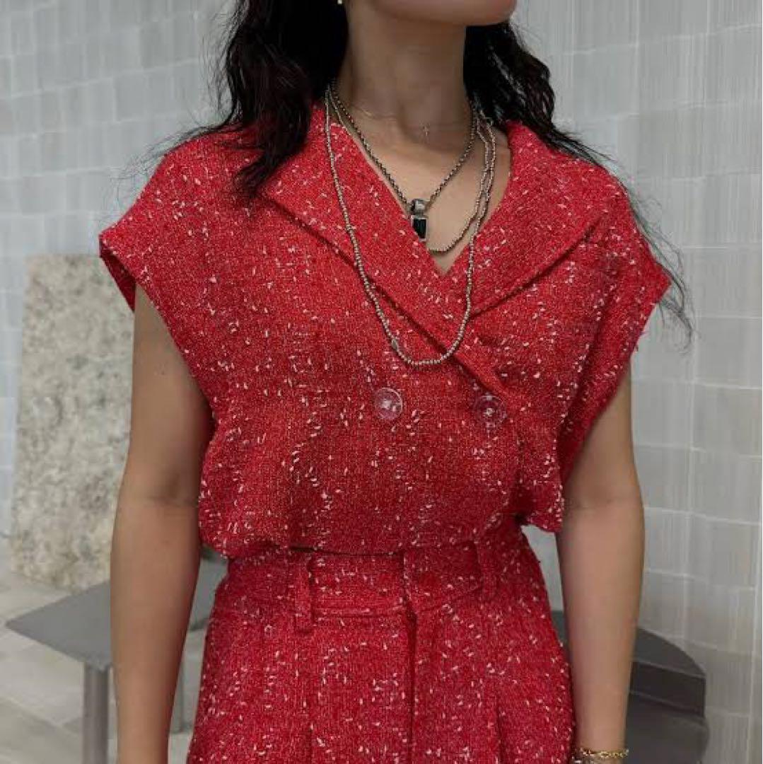 Ameri（アメリ）の「LADY LIKE TWEED SET UP（サロペット