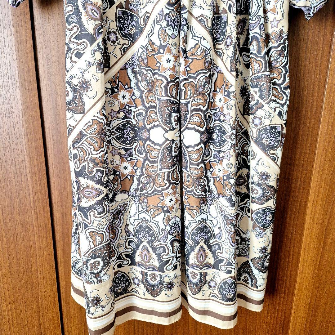 美品✨グレースコンチネンタル　エスニックプリントスクエアワンピース サイズ36