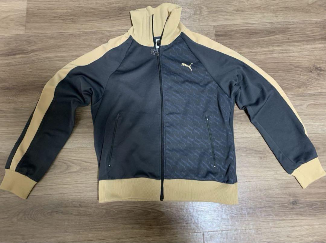 PUMA トラック ジャケット ロゴ プリント ダークグレー ベージュ L