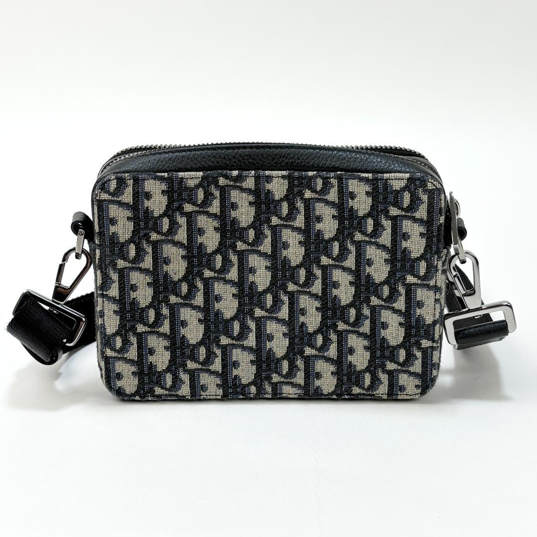 極美品 Christian Dior ストラップ付き ジップポーチ オブリーク