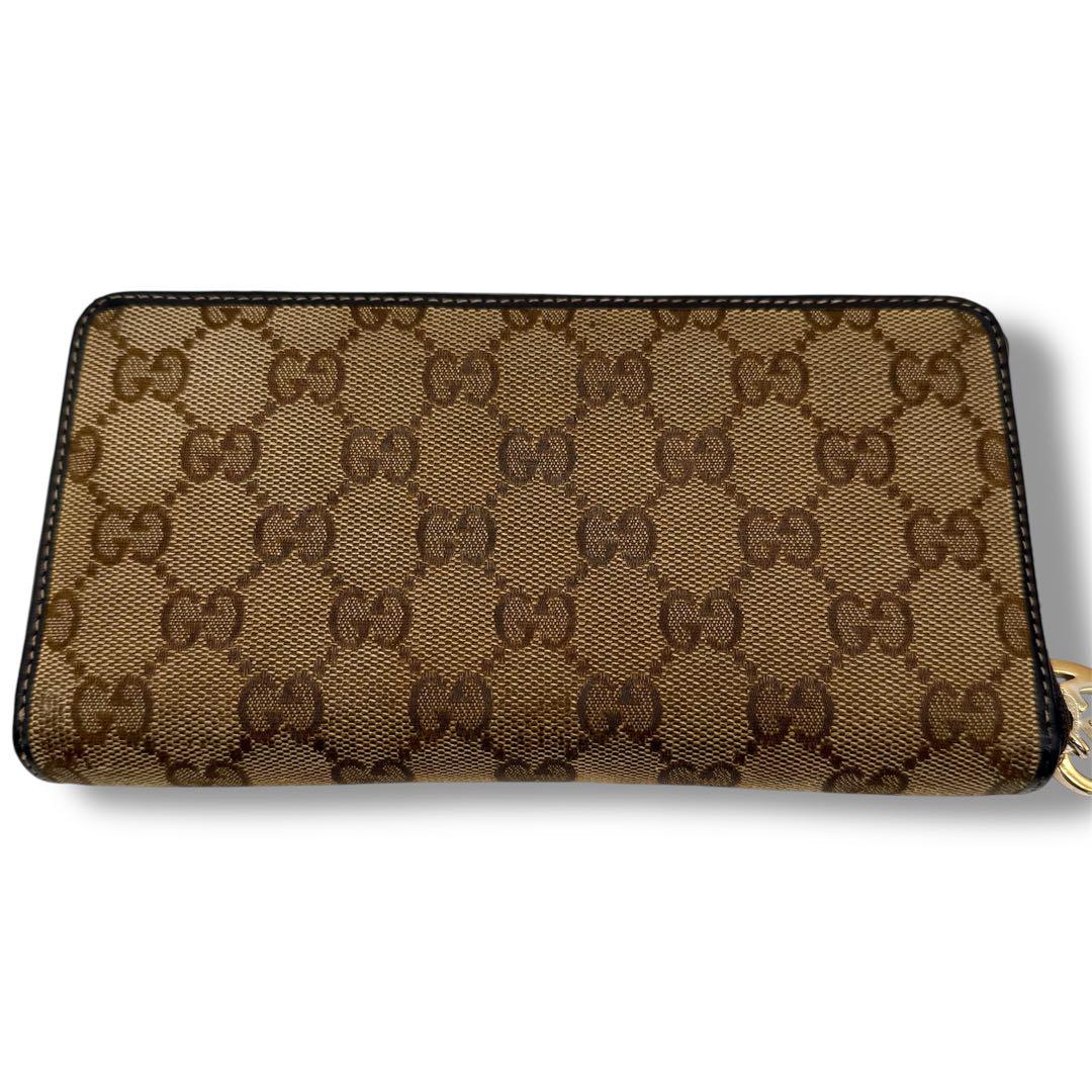 美品　グッチ GGキャンバス ラブリーハート ラウンドジップ 長財布
