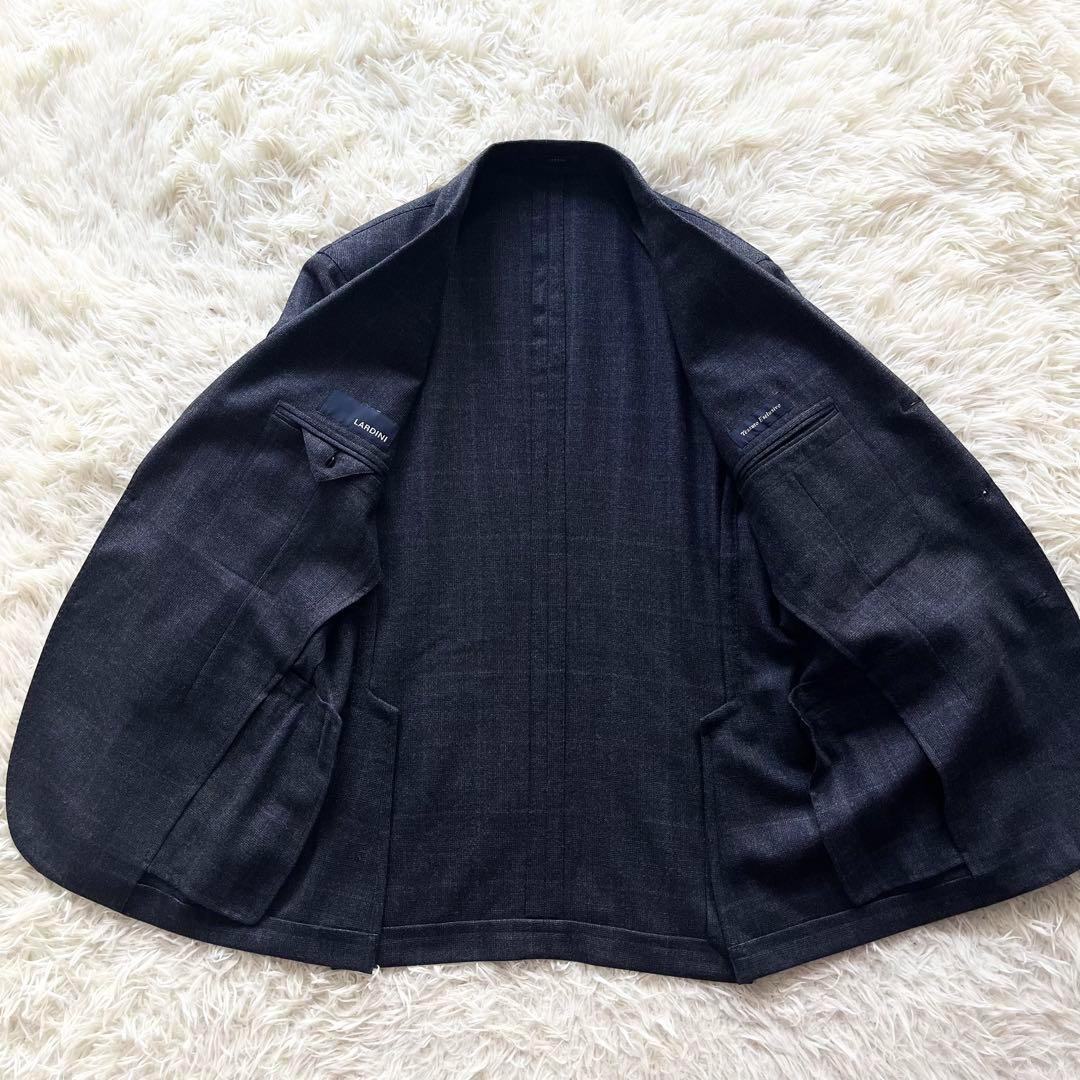 半額ストア LARDINI ネイビー ウール スーツ ブートニエール 50 スーツ