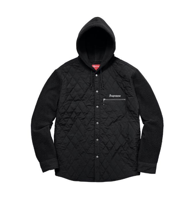 Hooded Fleece Nylon shirt supreme Mサイズ