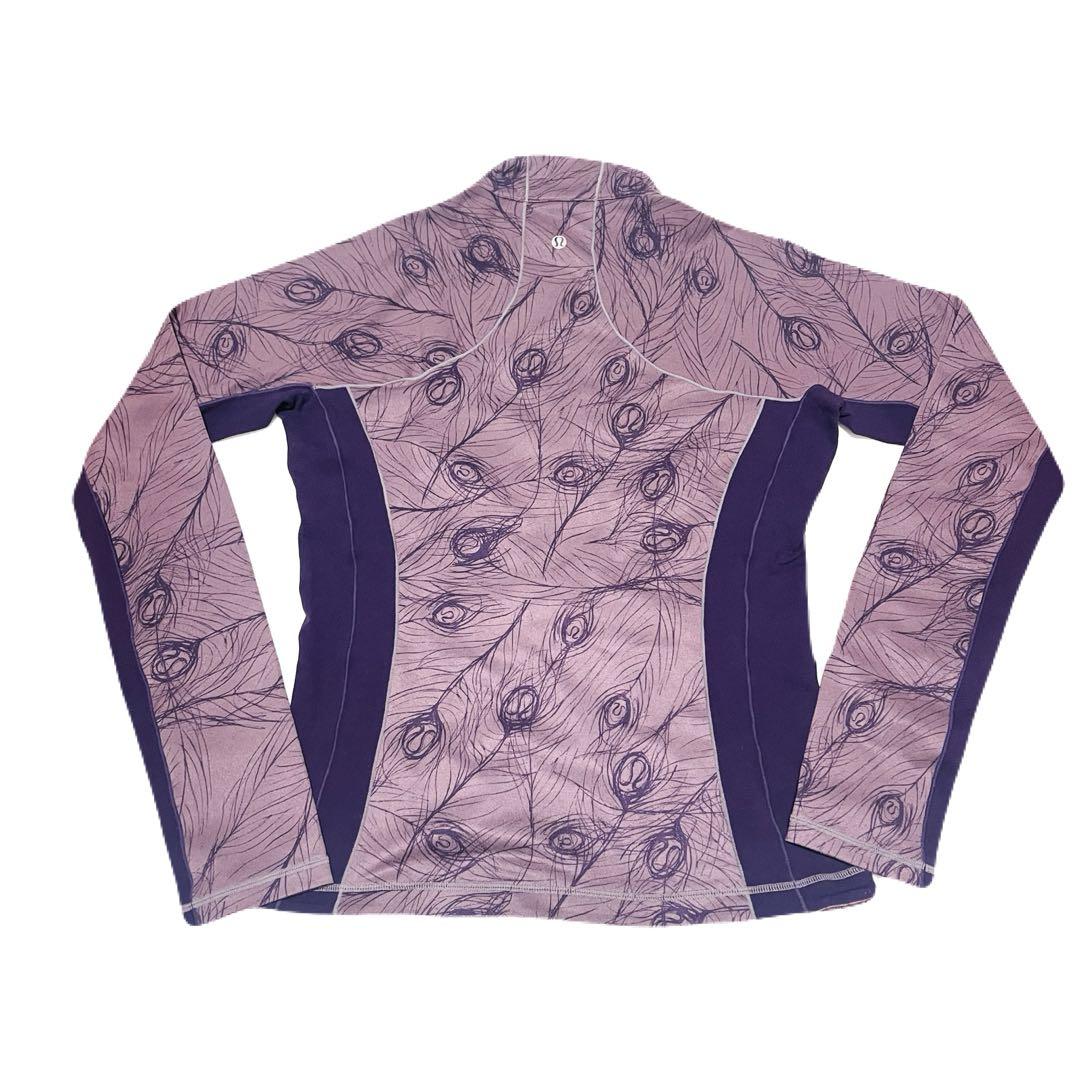 ルルレモン♡ウィメンズ　パープル　孔雀の羽根　ジッパー付きジャケット10(XL)