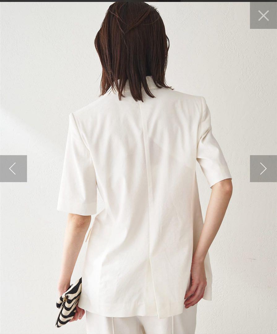 超美品☆【Whim Gazette】リネンストレッチハーフスリーブジャケット