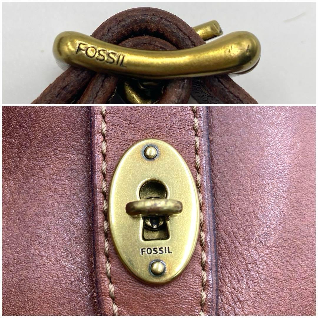 美品✨️ フォッシル ショルダーバッグ レザー ブラウン ターン