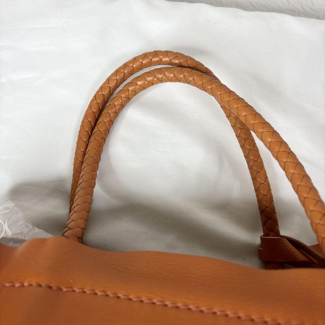 【美品】 ヒロフ チェスタ トートバッグ Hロゴ シボ革 オレンジ