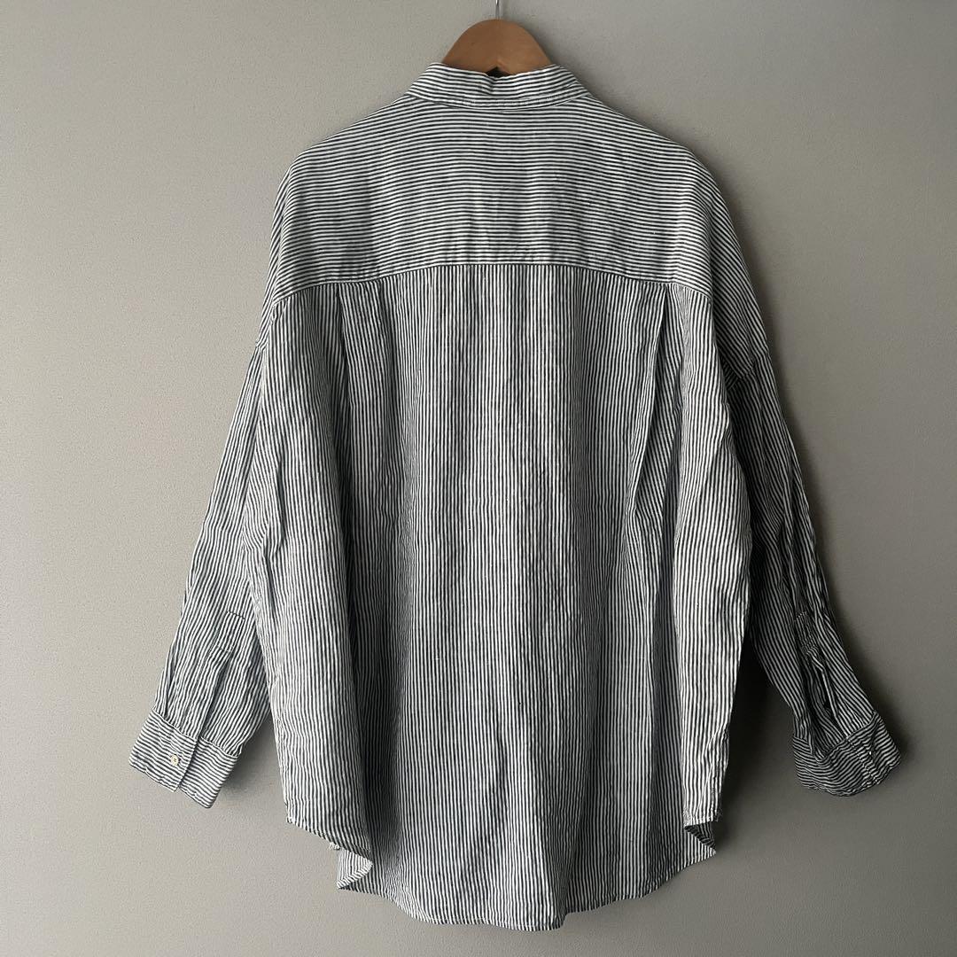 Spick & Span定価1.4万円 リネンビッグシャツ ストライプ