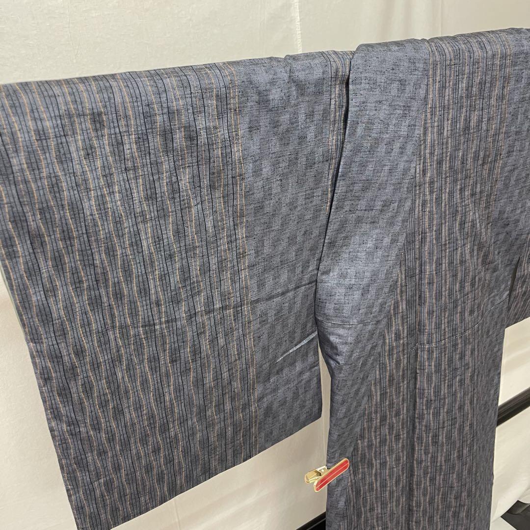 紬 縦縞 地模様 市松文様 正絹 裄66.5 k462 - メルカリ