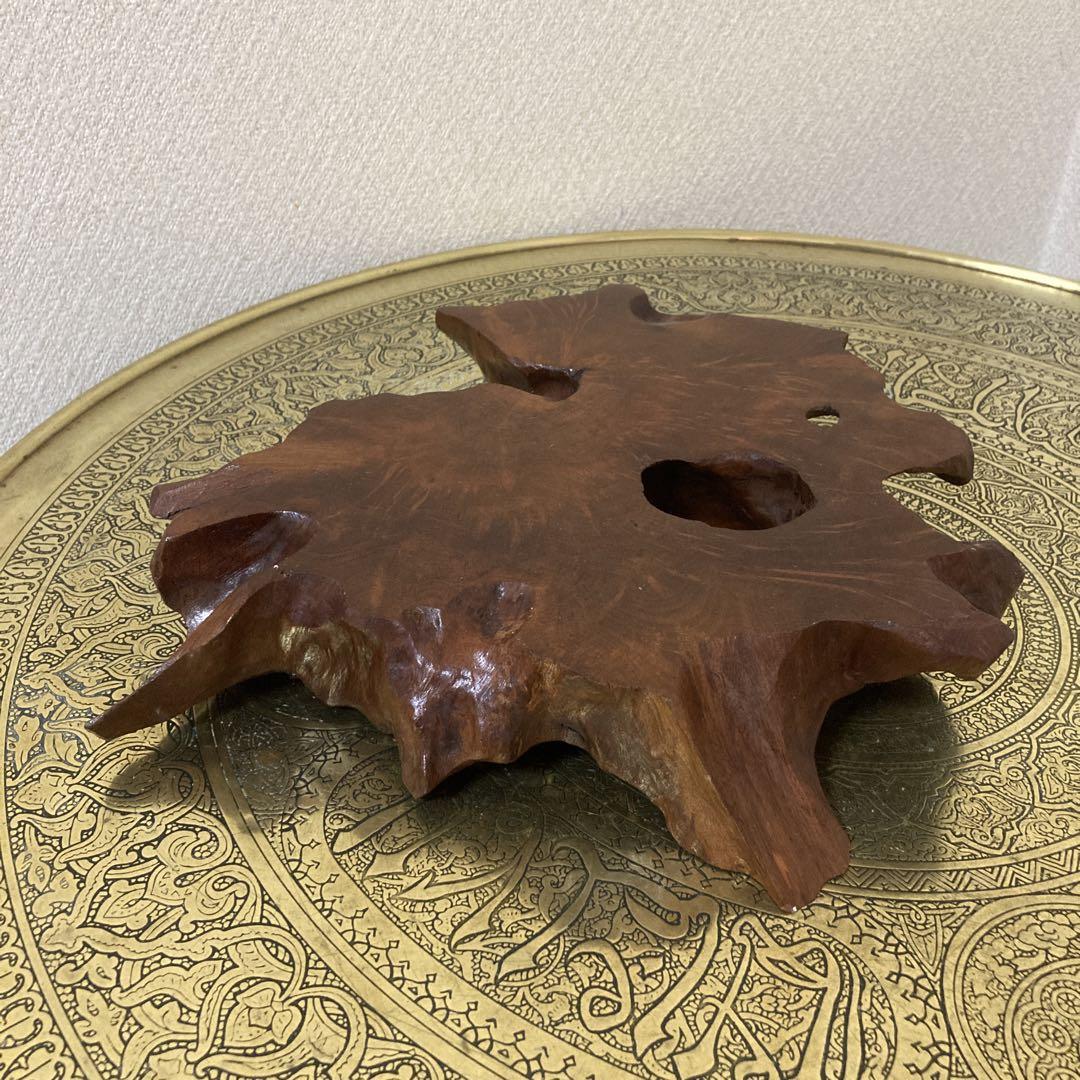 花瓶台　花台　敷板　ハンドメイド　美品　天然木製〈検　置物　唐木　紫檀　黒檀