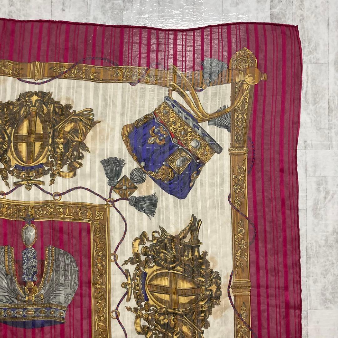 【希少】エルメス HERMES カレ90 大判 スカーフ 王冠　馬具ヴィンテージ