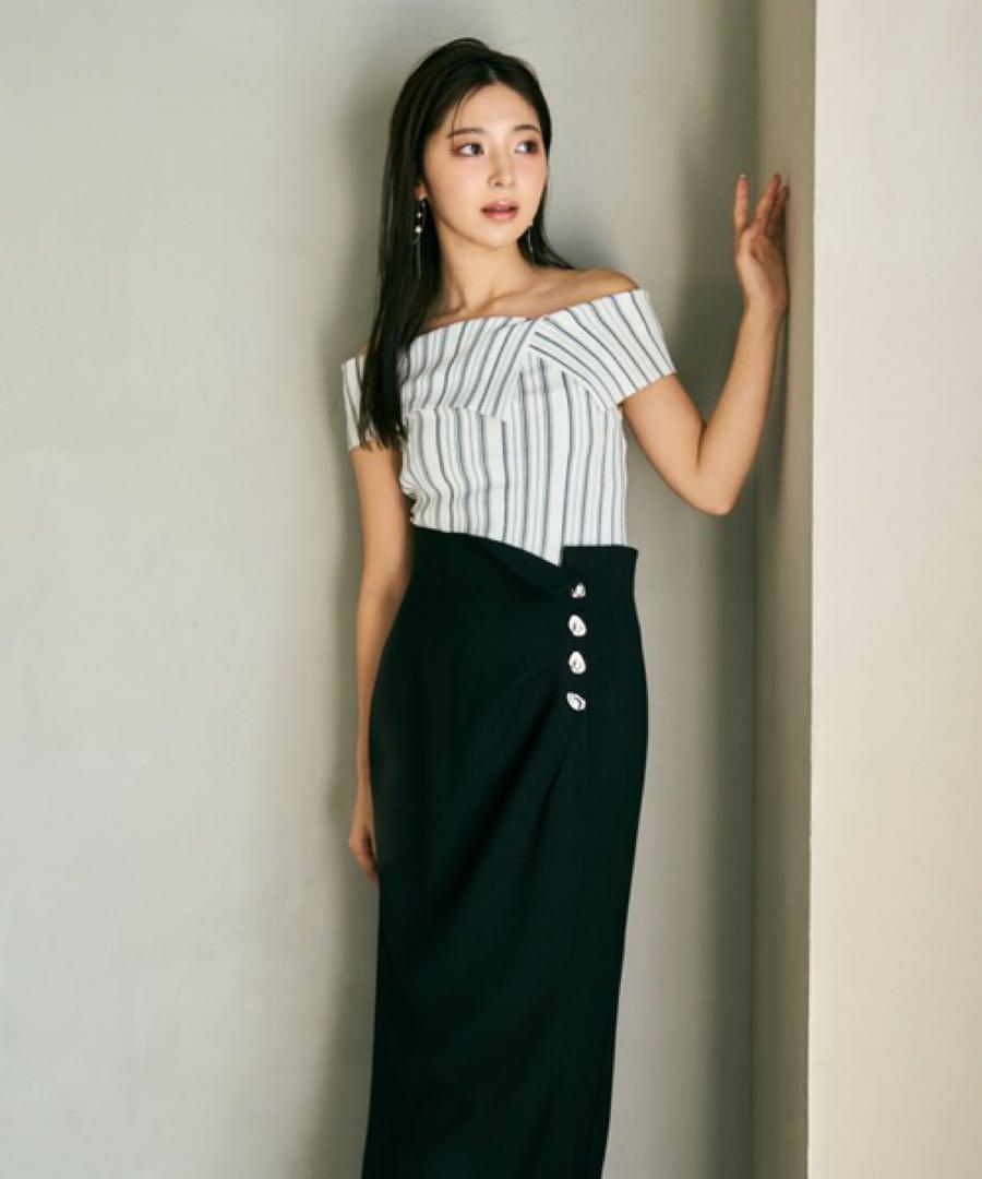 今季♡ FRAY I.D 2wayオフショルスリットニット STRIPE