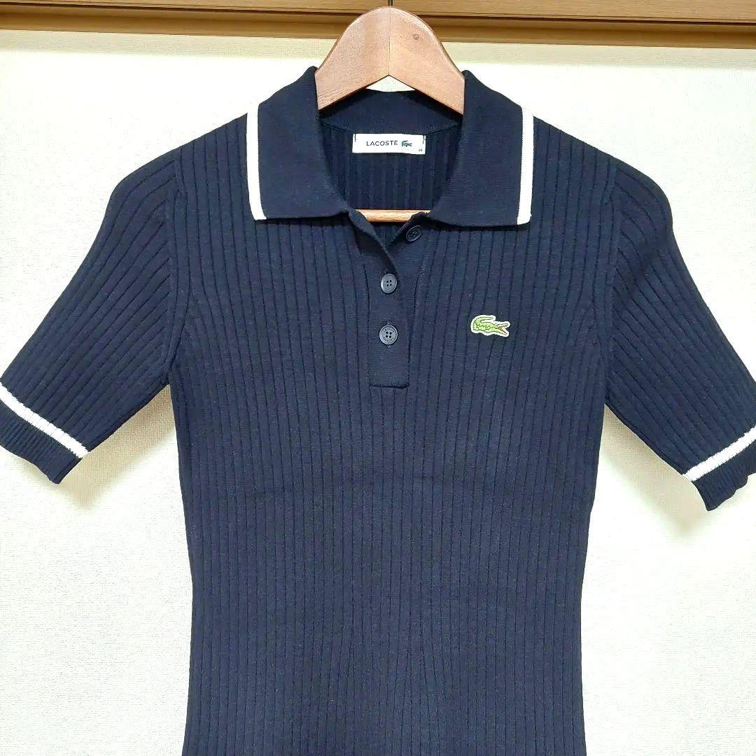 LACOSTE　シームレスビスコースニットポロドレス　36　極美品