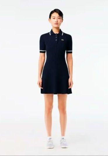 LACOSTE　シームレスビスコースニットポロドレス　36　極美品