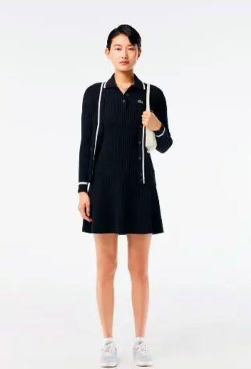 LACOSTE　シームレスビスコースニットポロドレス　36　極美品