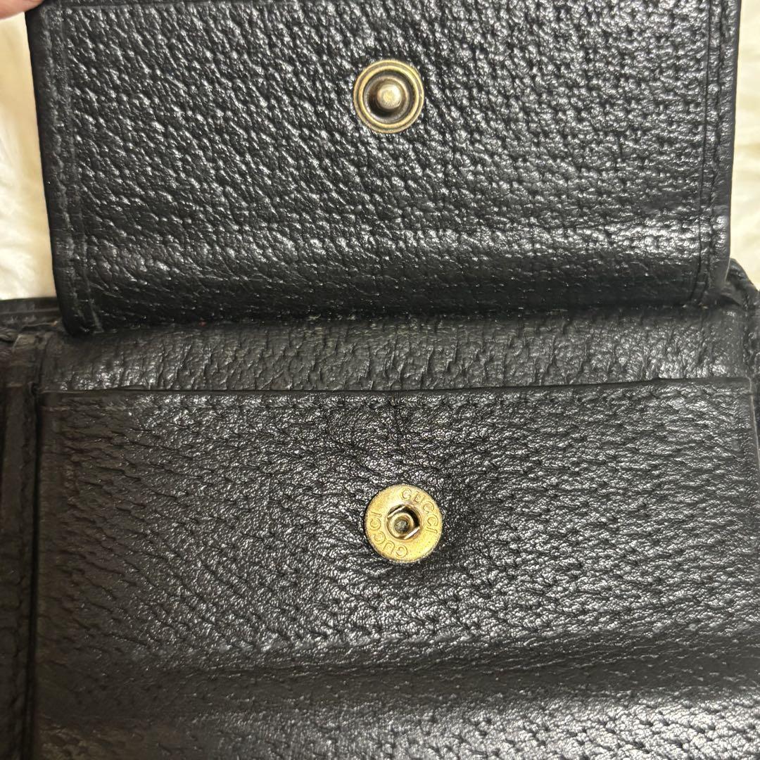グッチ GUCCI ビー Bee 二つ折り 財布 黒レザー