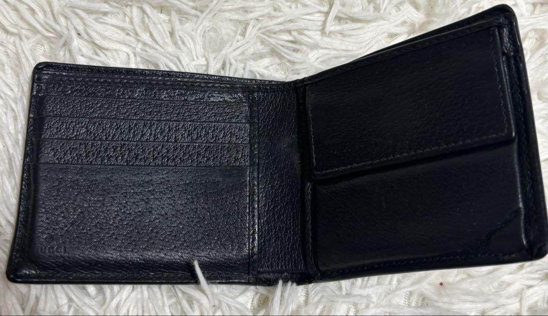 グッチ GUCCI ビー Bee 二つ折り 財布 黒レザー