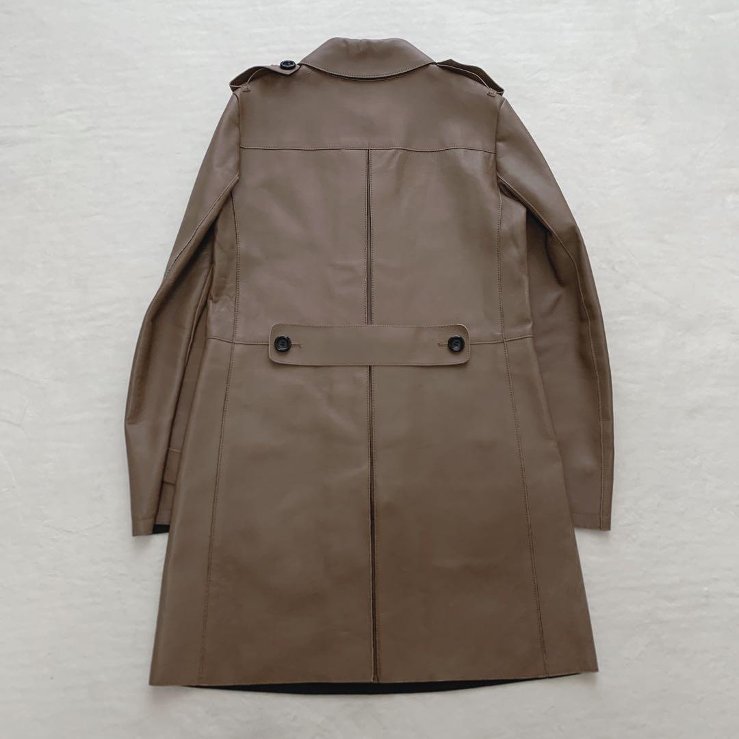 【美品】バーバリーロンドン　レザー　ロングコート　ステンカラー　羊革　ラムレザー