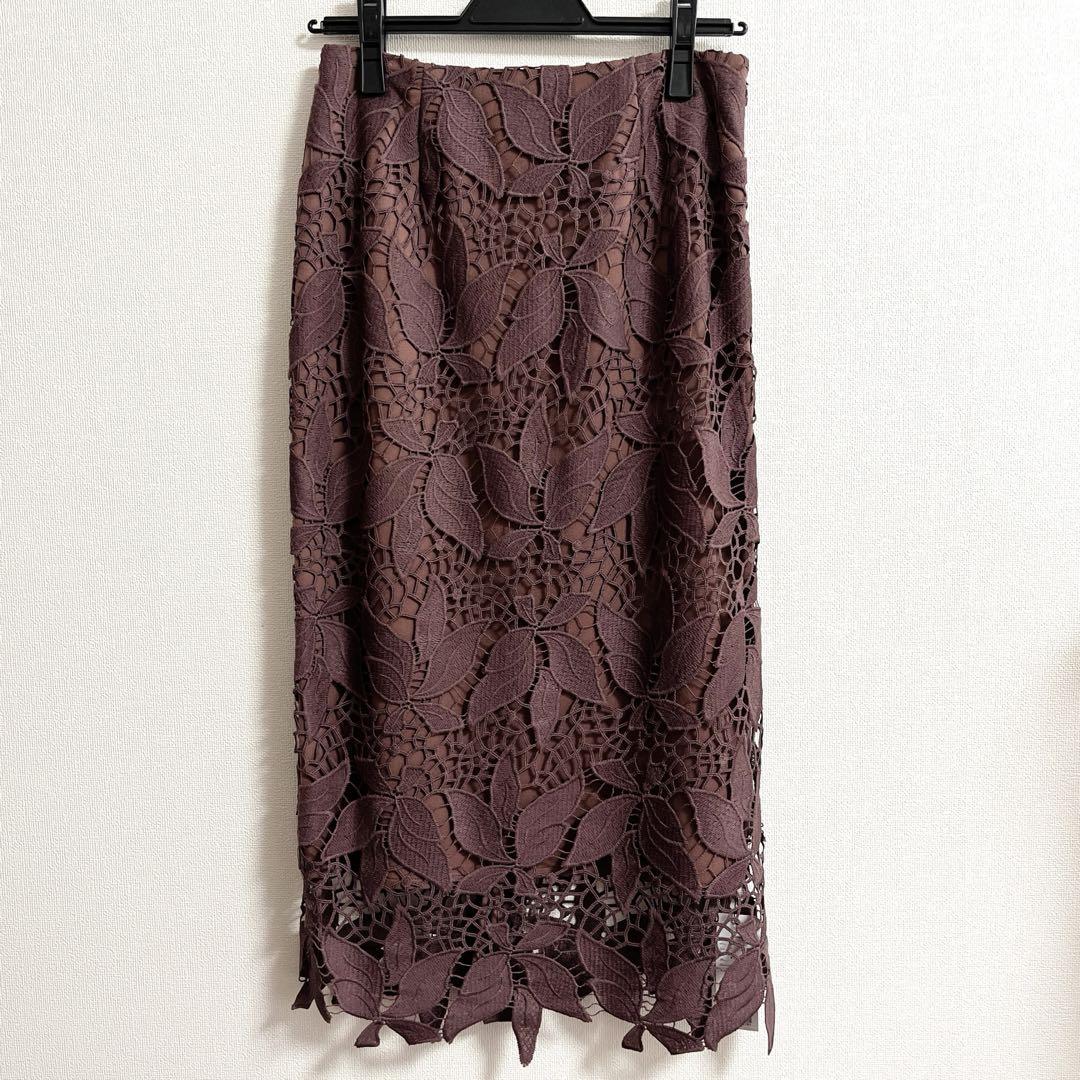 新品✨Noela ノエラ リーフ柄 レース スカートM