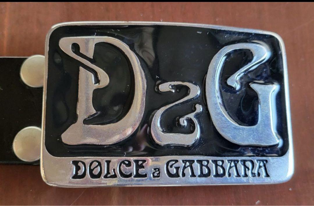 D&G ドルガバ　black lether belt swag